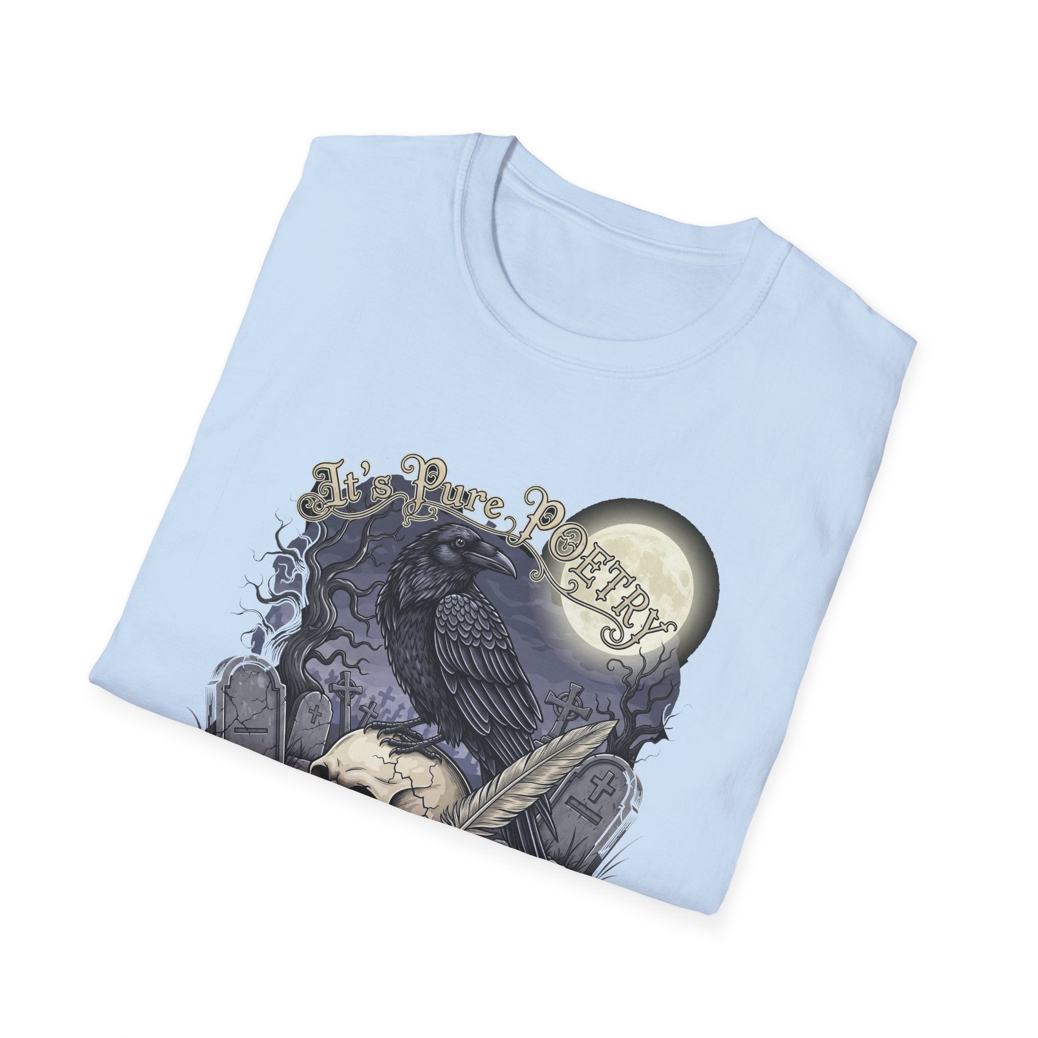 Gothic Its Pure POEtry  Graphic T-Shirt, Unisex Softstyle Tee for Halloween, Horror Fans, Casual Wear, Gift for Occasions