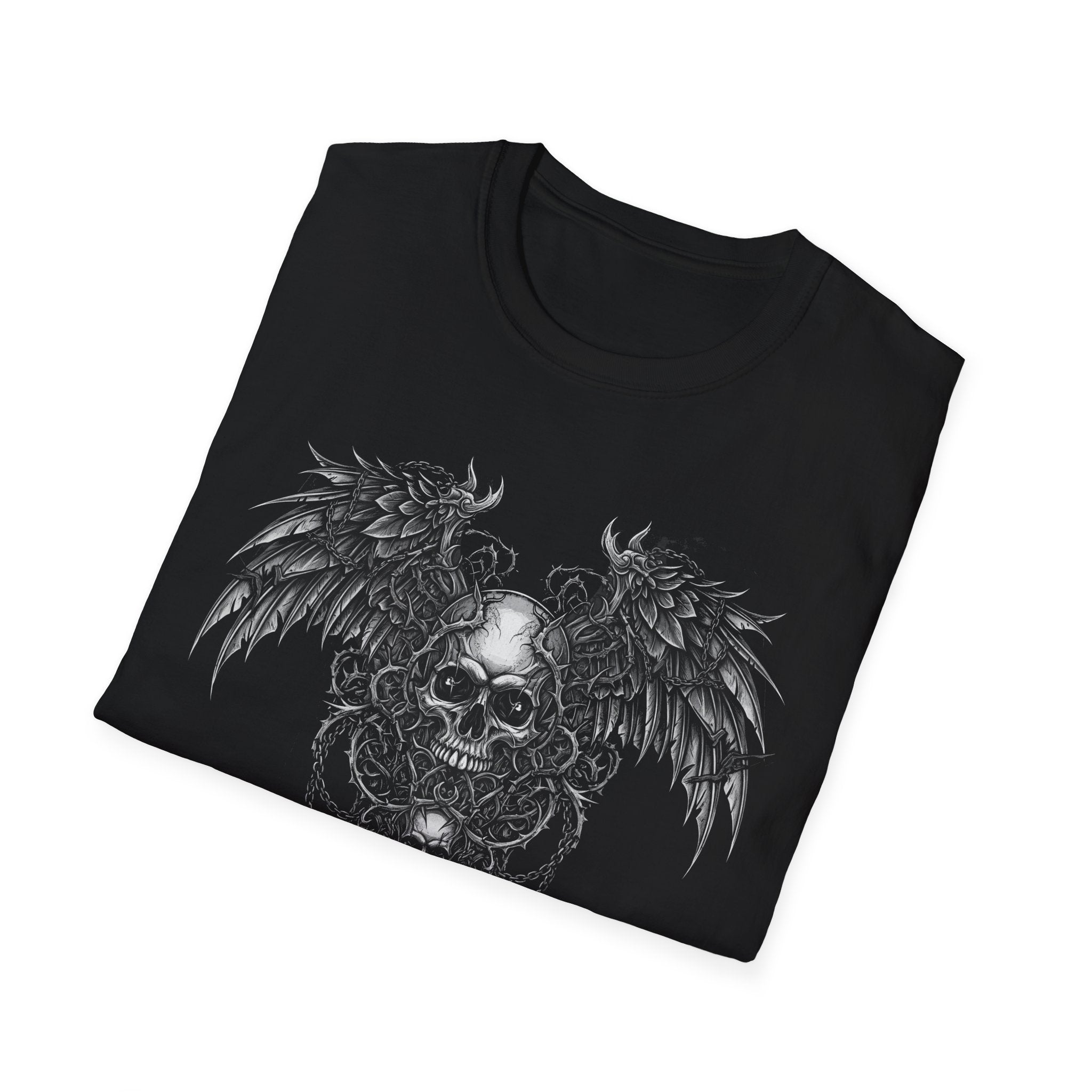 Gothic Skull Wings T-Shirt | Unisex Fashion Tee for Music Lovers, Halloween Costume, Band Merch, Everyday Casual Wear
