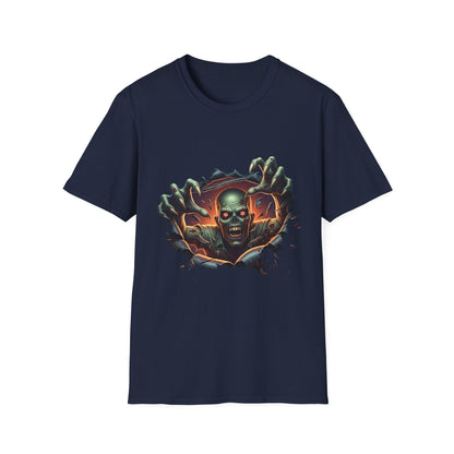 3D Spooky Zombie Graphic T-Shirt, Halloween Shirt, Unisex Softstyle Tee, Gift for Horror Fans, Casual Wear, Creepy Apparel
