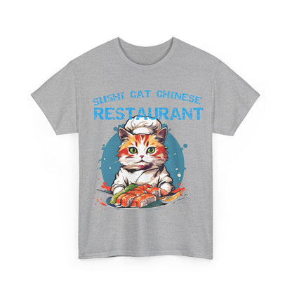 Sushi Cat Chinese Unisex Heavy Cotton Tee