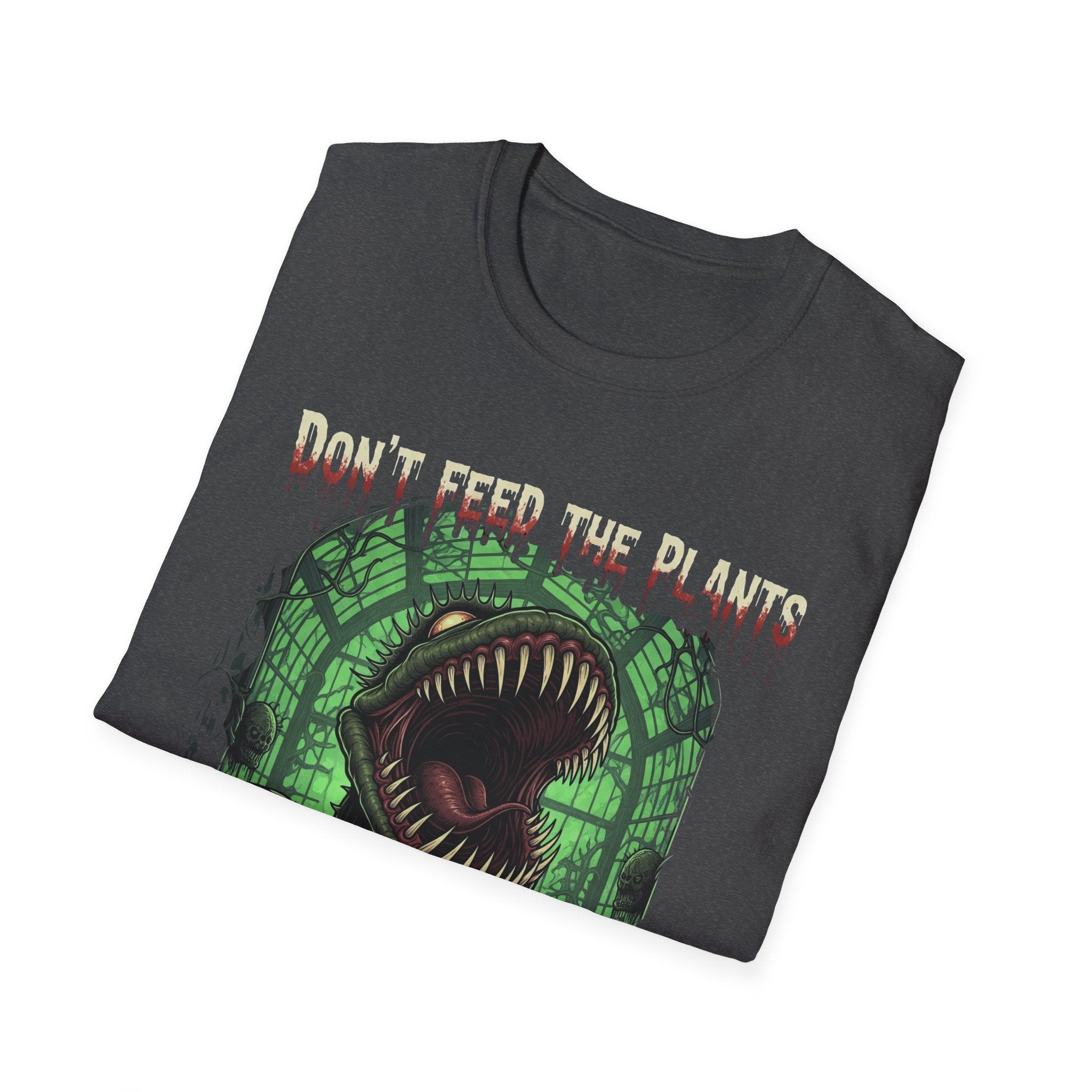 Don't Feed the Plants Unisex Softstyle T-Shirt, Horror T-Shirt, Halloween Shirt, Plant Lover Gift, Quirky Graphic Tee