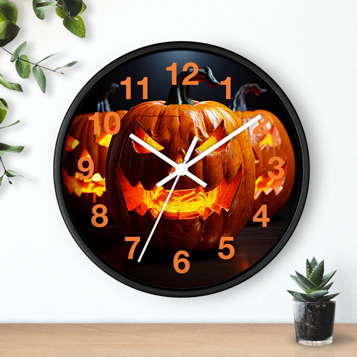 Halloween Jack O Lantern Wall Clock