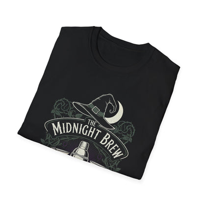 Midnight Brew Cocktail Club T-Shirt | Unisex Softstyle Tee, Barware Lovers Gift, Cocktail Party Attire, Fun Drinking Shirt, Night Out Wear