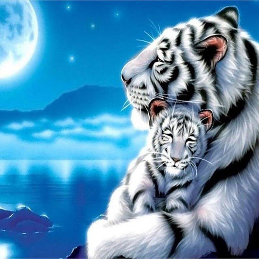 5D Diamond Painting -  Tiger mit Baby