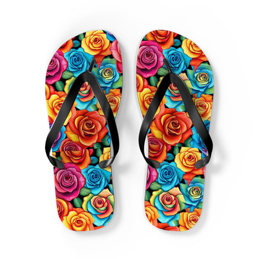 Rainbow Roses Flip Flops