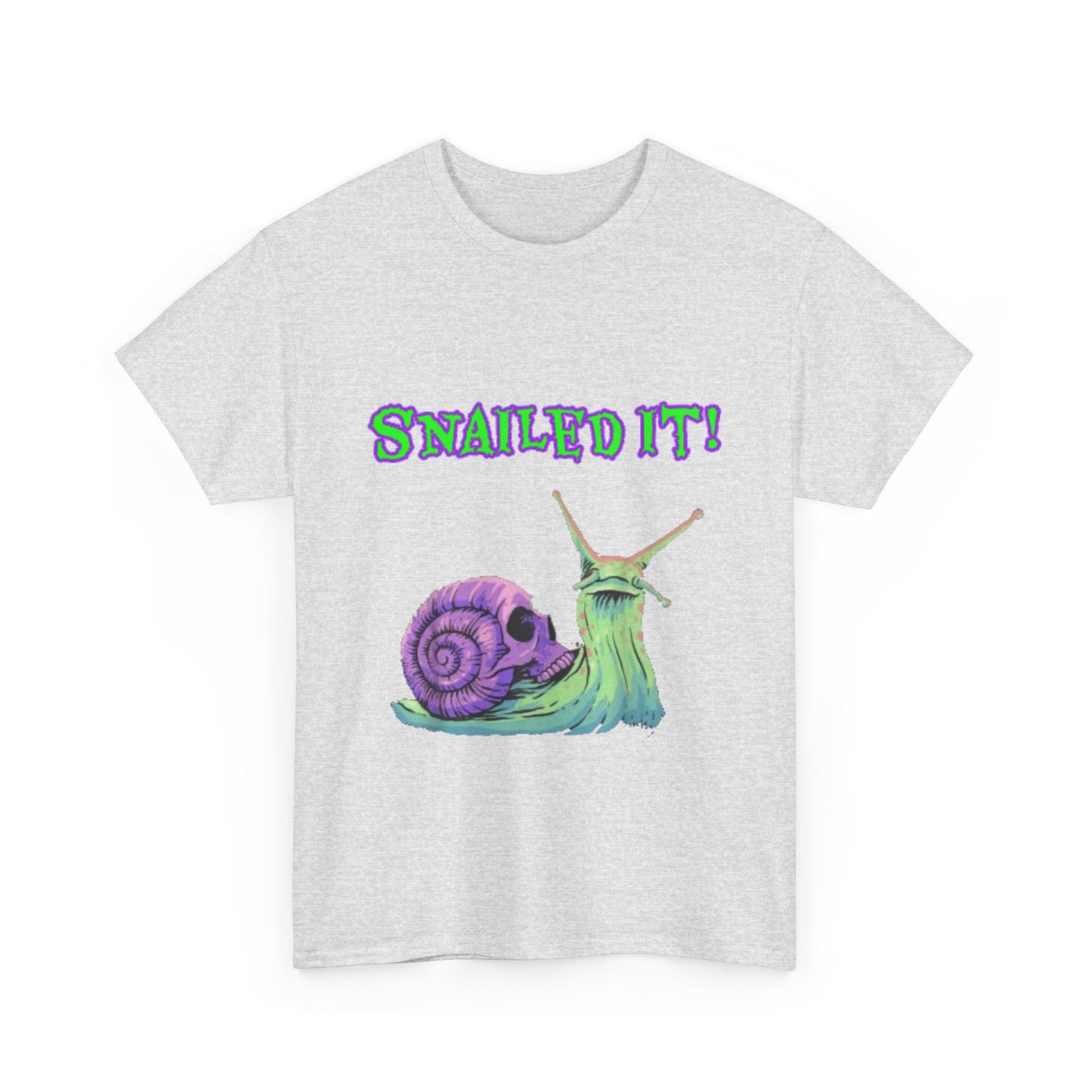 Snail Themed Unisex Heavy Cotton Tee - "Snailed It!" T-Shirt for Fun Loving Individuals