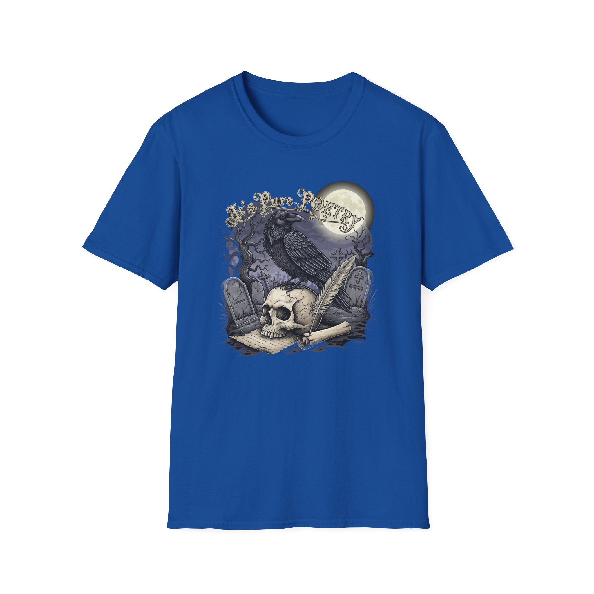 Gothic Its Pure POEtry  Graphic T-Shirt, Unisex Softstyle Tee for Halloween, Horror Fans, Casual Wear, Gift for Occasions