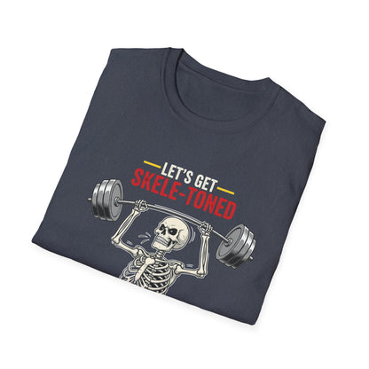 Let's Get Skele-Toned Halloween T-Shirt | Funny Fitness Tee, Unisex Halloween Apparel, Spooky Gym Shirt, Skeleton Workout Top, Unique Gift