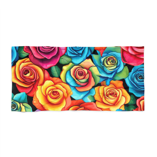 Rainbow Roses Beach Towel