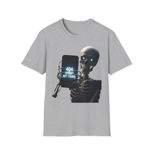 404 Spooky Not Found Skeleton T-Shirt, Halloween Tee, Unisex Graphic Shirt, Casual Wear, Fun Halloween Gift