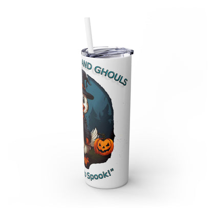 Goose Bumps And Ghouls Too Cute To Spook Skinny Tumbler with Straw, 20oz