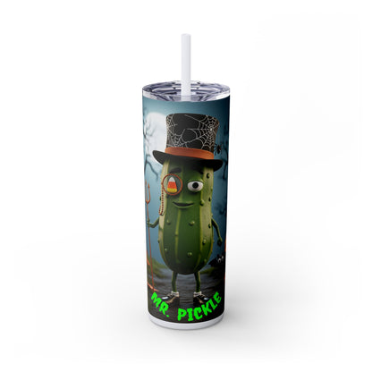 Halloween Mr. Pickle Tumbler, 20oz Skinny Tumbler with Straw, Fun for Parties, Trick or Treat, Kids Gift, Spooky Decor