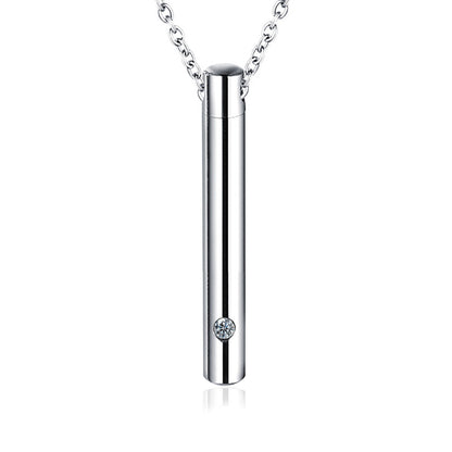 Cylindrical Urn Necklace Memorial Relatives Pet Essential Oil Pendant