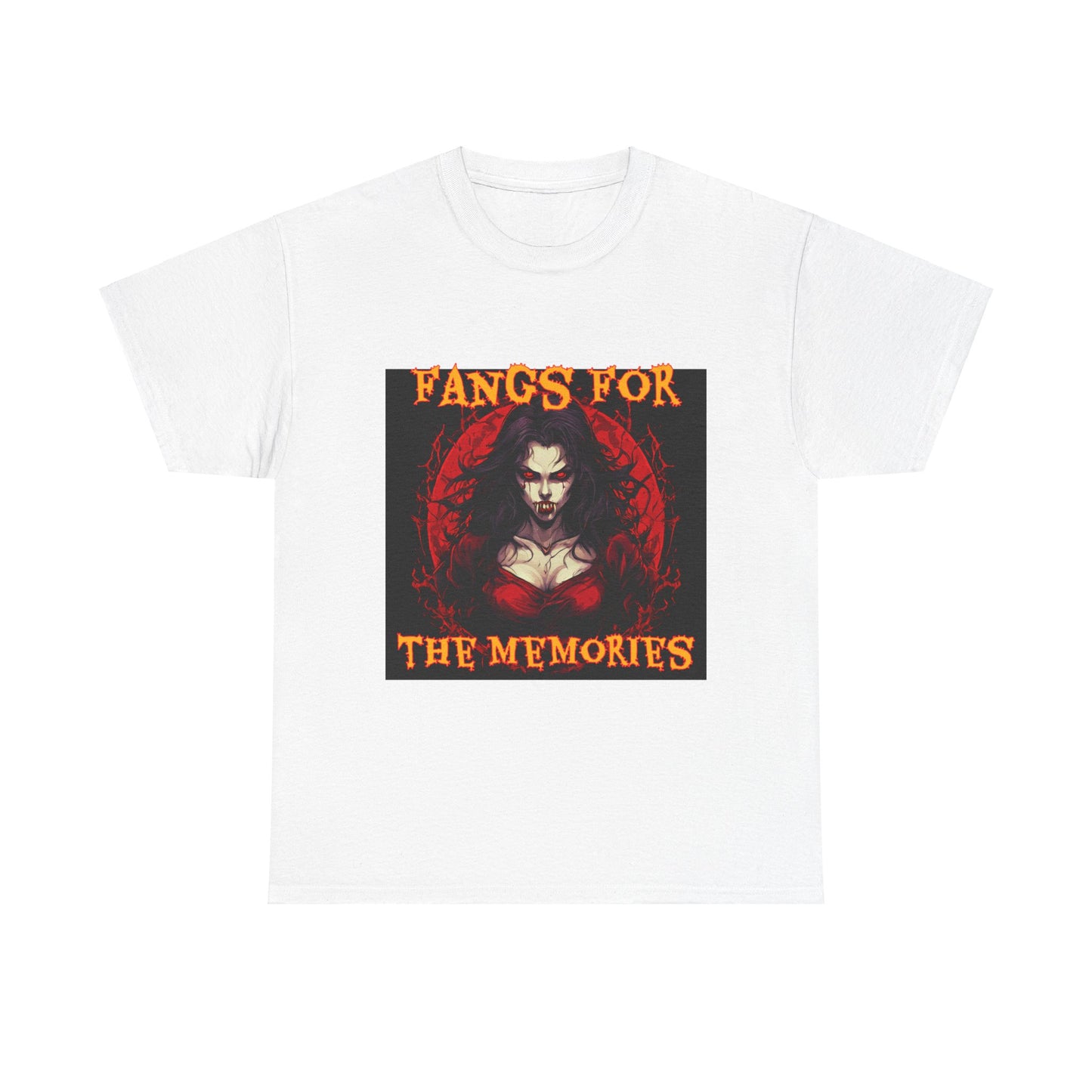 Fangs For The Memories Unisex Heavy Cotton Tee - Gothic Halloween T-Shirt