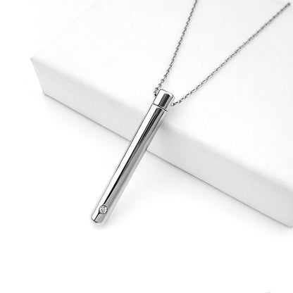 Cylindrical Urn Necklace Memorial Relatives Pet Essential Oil Pendant