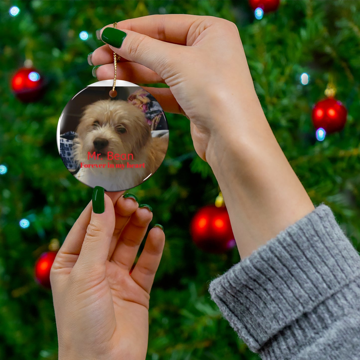 Personalized Pet Memorial Ceramic Ornament - Forever in My Heart - Star Shape