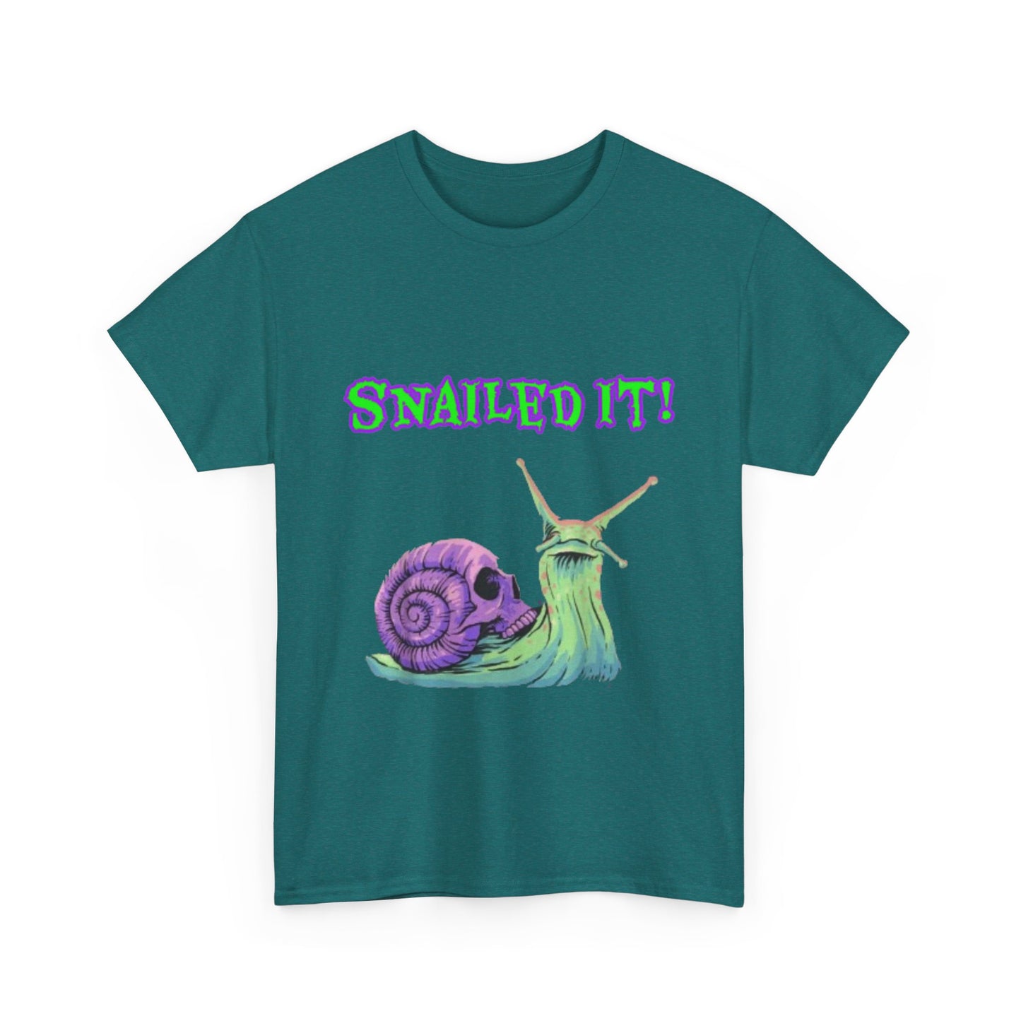 Snail Themed Unisex Heavy Cotton Tee - "Snailed It!" T-Shirt for Fun Loving Individuals