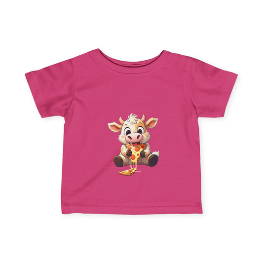 Cute Pizza Cow Design Infant Tee - Fun and Playful Baby Shirt