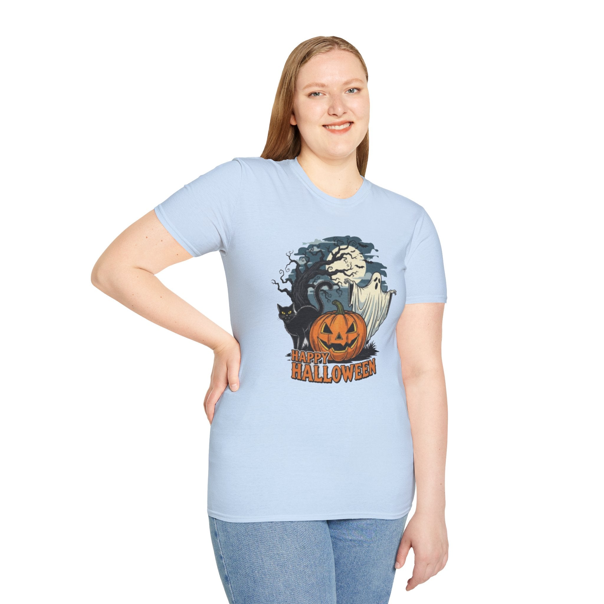 Halloween Graphic T-Shirt, Spooky Tee, Unisex Casual Wear, Fall Apparel, Ghost Pumpkin Shirt, Halloween Costume Top