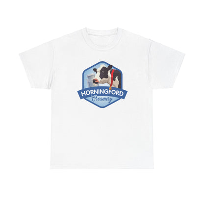 Cow Themed Unisex Heavy Cotton Tee - Horningford Creamery Graphic