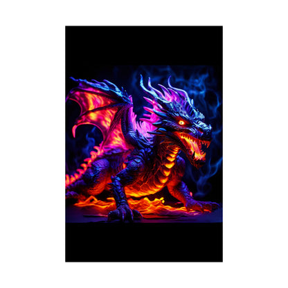 UV Black Light Reactive Neon Glow Dragon Matte Vertical Posters