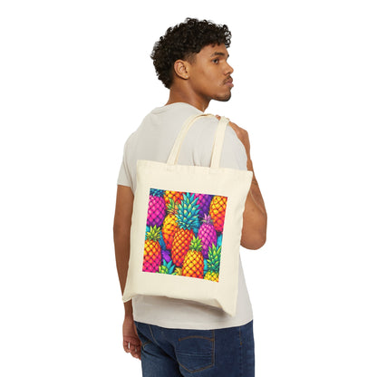 Rainbow pineapple Cotton Canvas Tote Bag