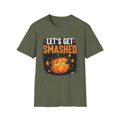 Halloween Pumpkin Lets Get Smashed Graphic T-Shirt, Fall Unisex Tee, Let's Get Smashed Halloween Shirt, Casual Halloween Apparel, Fun Pumpkin Shirt