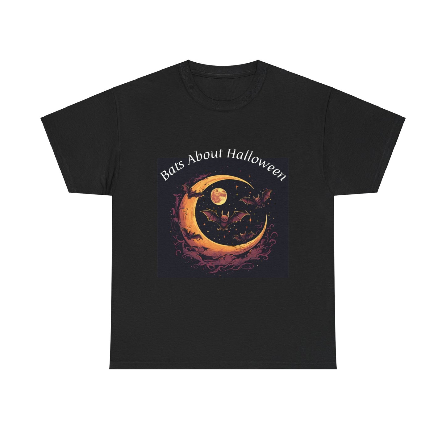 Bats About Halloween Unisex Heavy Cotton Tee – Spooktacular Fall Apparel