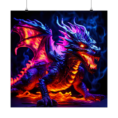 UV Black Light Reactive Neon Glow Dragon Matte Vertical Posters