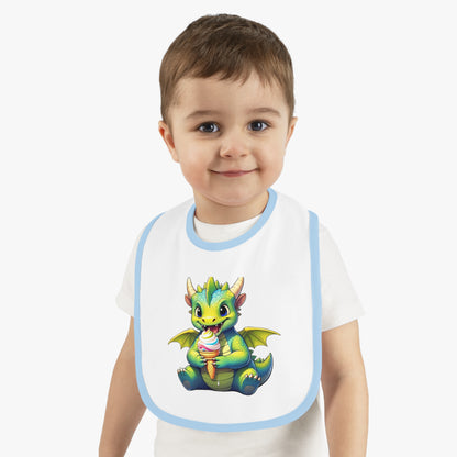 Cute Dragon Baby Bib with Contrast Trim - Perfect for Mealtime Fun