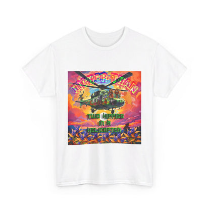 Higher Than A Hippie On A Helicopter Unisex Heavy Cotton Tee