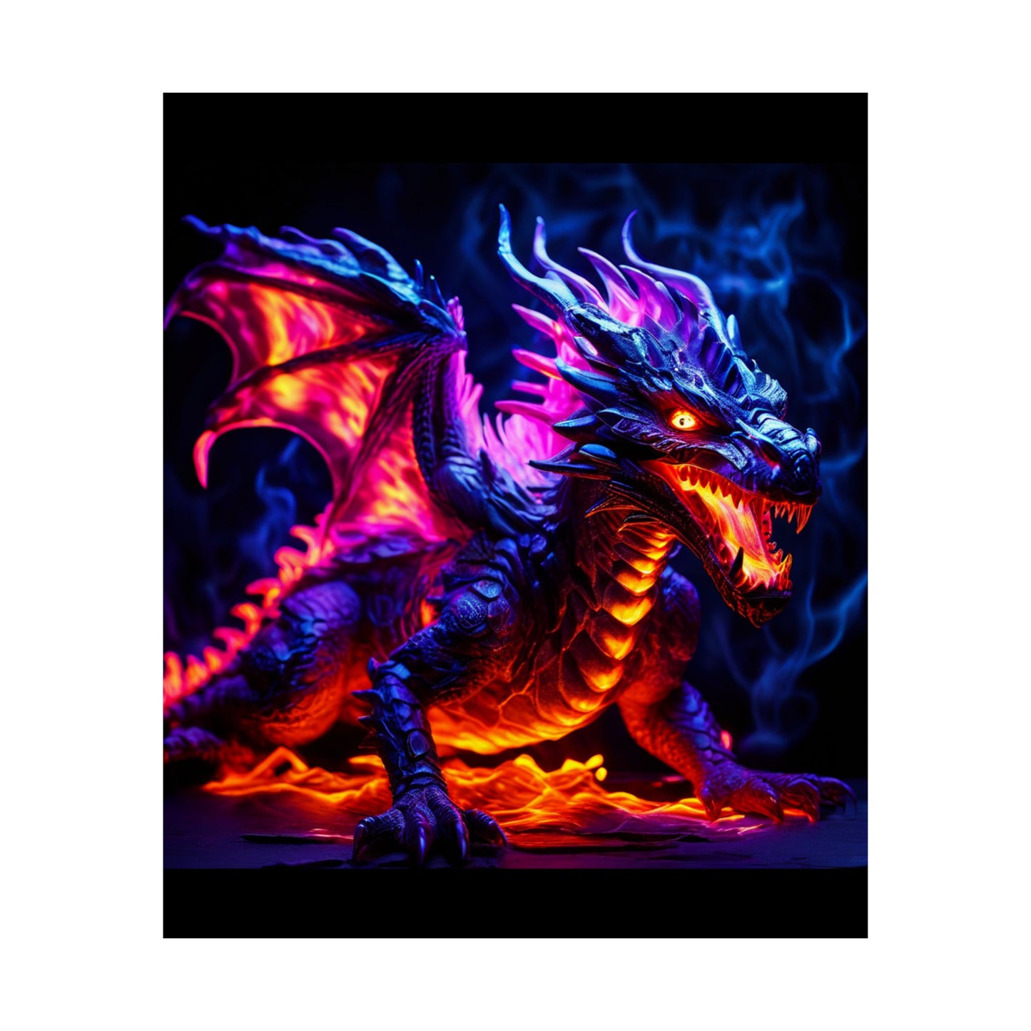 UV Black Light Reactive Neon Glow Dragon Matte Vertical Posters