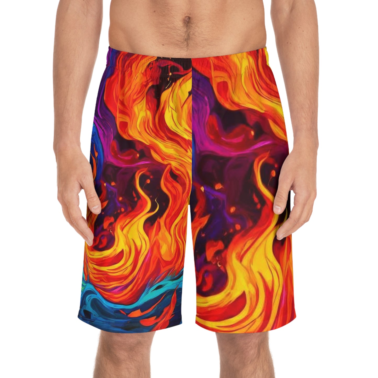 Psychedelic Fire Men's Board Shorts (AOP)