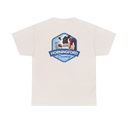 Horningford Creamery Unisex Heavy Cotton Tee - Farm Fresh Design with Cow Graphic