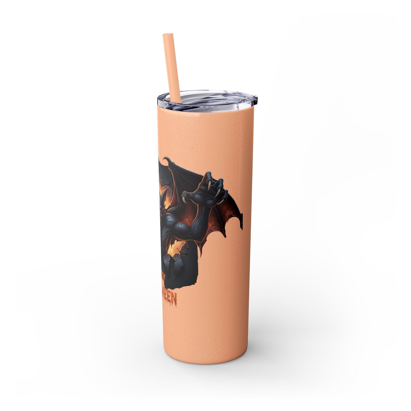 Halloween Gargoyle Skinny Tumbler with Straw, Spooky Drinkware, Perfect for Parties, Fall Decor, Trick or Treat Gifts