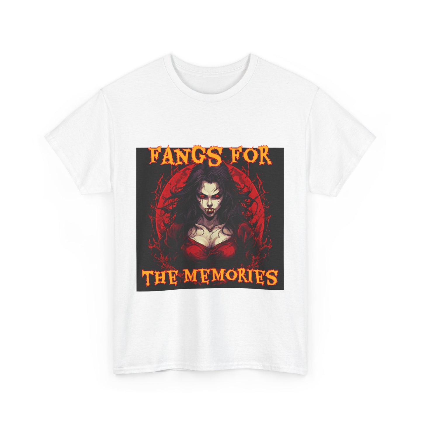 Fangs For The Memories Unisex Heavy Cotton Tee - Gothic Halloween T-Shirt