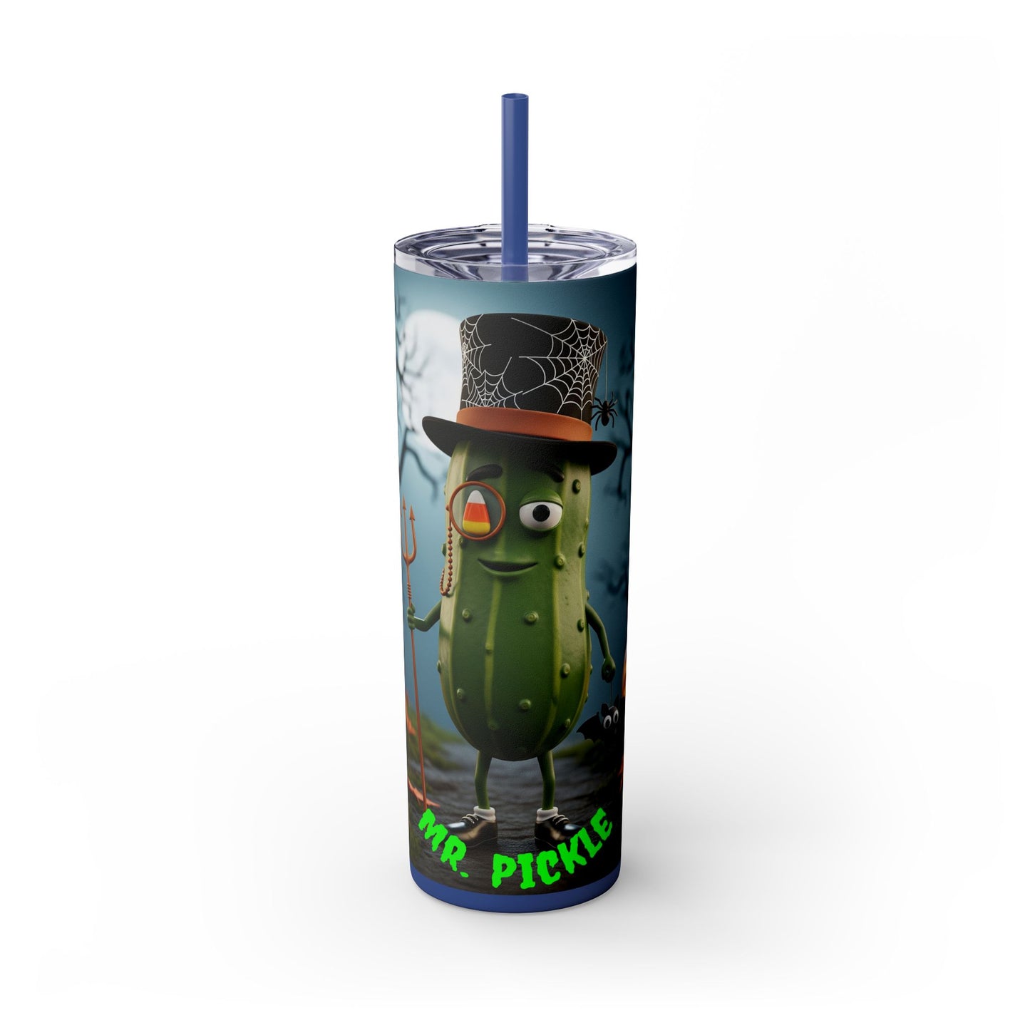 Halloween Mr. Pickle Tumbler, 20oz Skinny Tumbler with Straw, Fun for Parties, Trick or Treat, Kids Gift, Spooky Decor