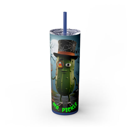 Halloween Mr. Pickle Tumbler, 20oz Skinny Tumbler with Straw, Fun for Parties, Trick or Treat, Kids Gift, Spooky Decor
