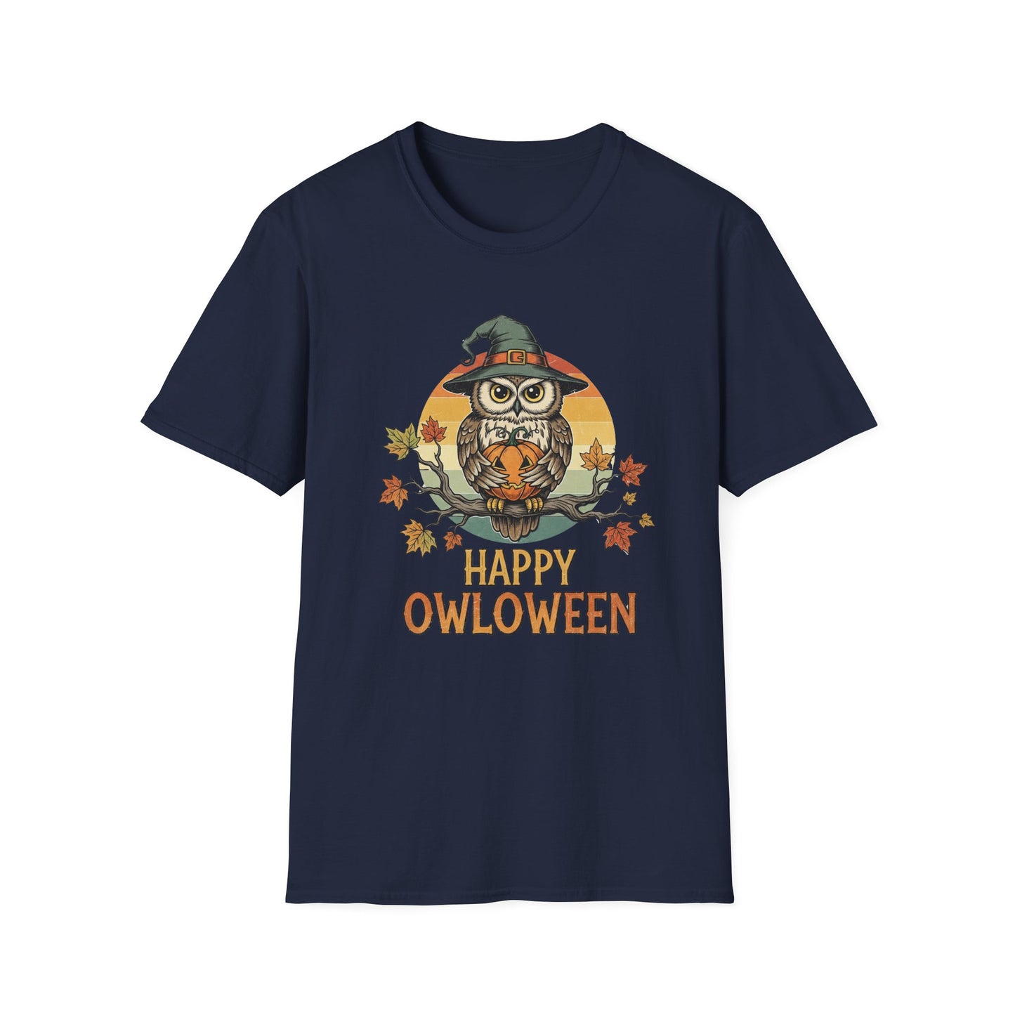 Halloween Happy Owl O Ween Graphic Tee, Casual Fall T-Shirt, Seasonal Gift, Unisex Halloween Shirt, Fun Halloween Outfit