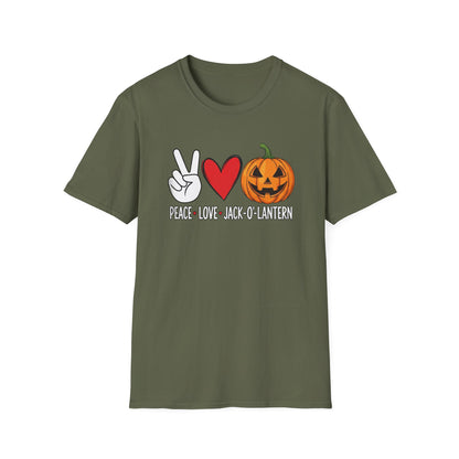 Fall Vibes Graphic T-Shirt, Pumpkin Love Tee, Unisex Halloween Shirt, Peace Love Pumpkin, Autumn Fashion Top
