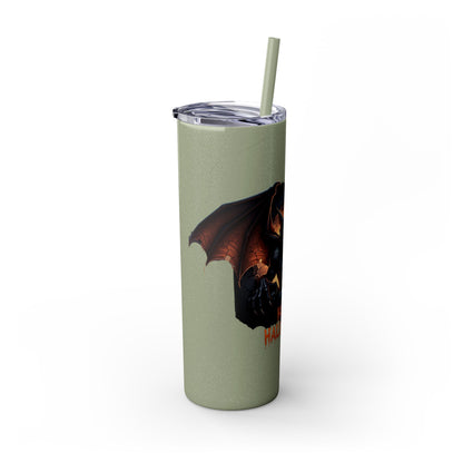 Halloween Gargoyle Skinny Tumbler with Straw, Spooky Drinkware, Perfect for Parties, Fall Decor, Trick or Treat Gifts