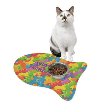 Personalized Colorful Pet Feeding Mat - Customizable with Your Pet's Name