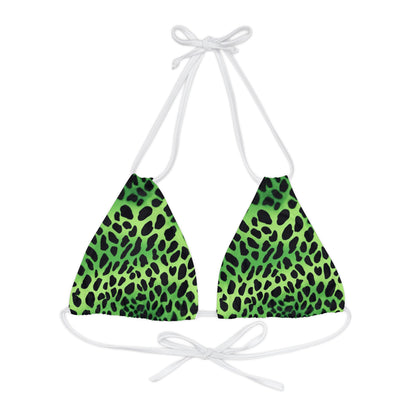 Green Leopard Strappy Triangle Bikini Top (AOP)