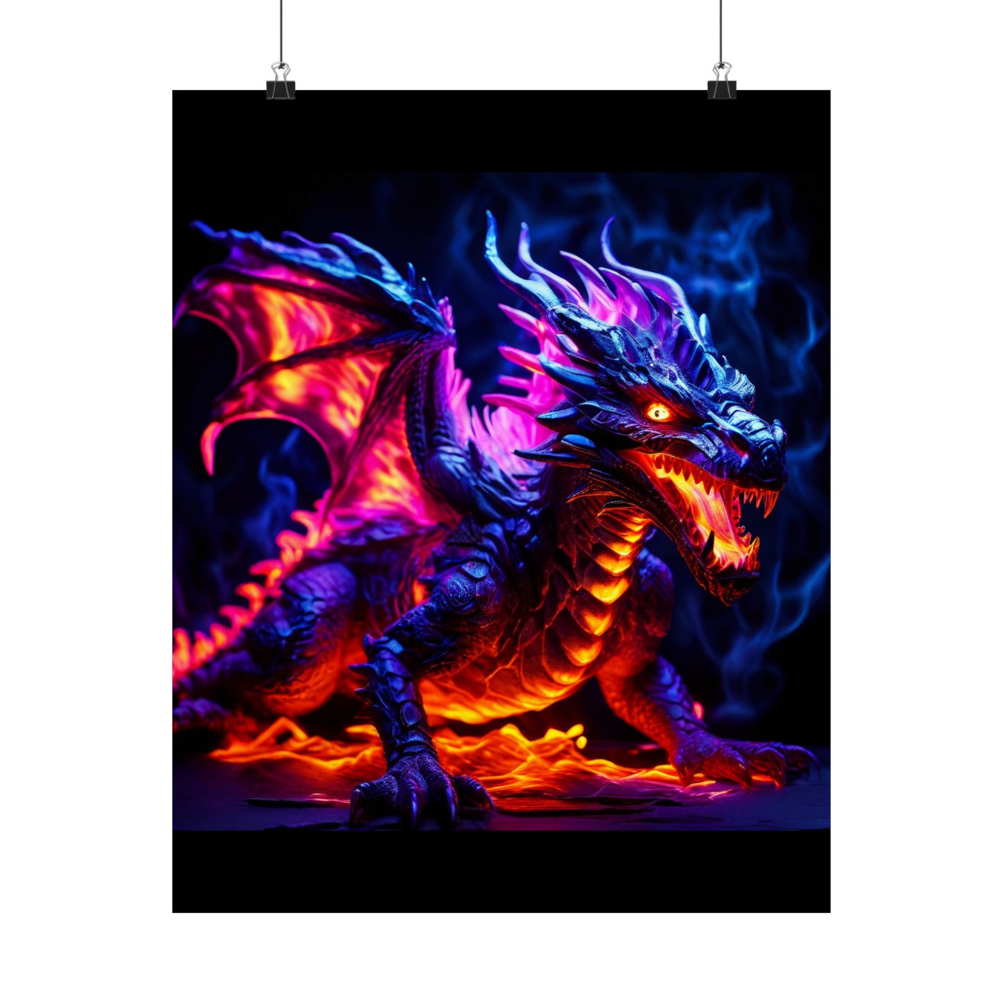 UV Black Light Reactive Neon Glow Dragon Matte Vertical Posters