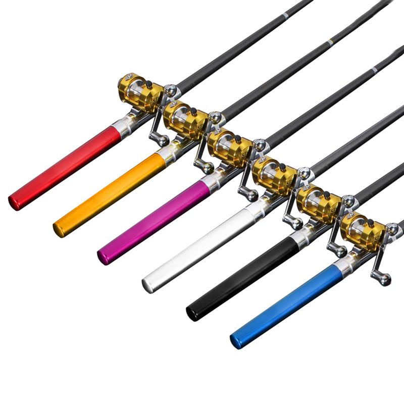 Genuine mini ice fishing pen pole fishing rod fishing rod with drum set, small sea pole portable fishing rod.