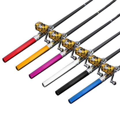 Genuine mini ice fishing pen pole fishing rod fishing rod with drum set, small sea pole portable fishing rod.