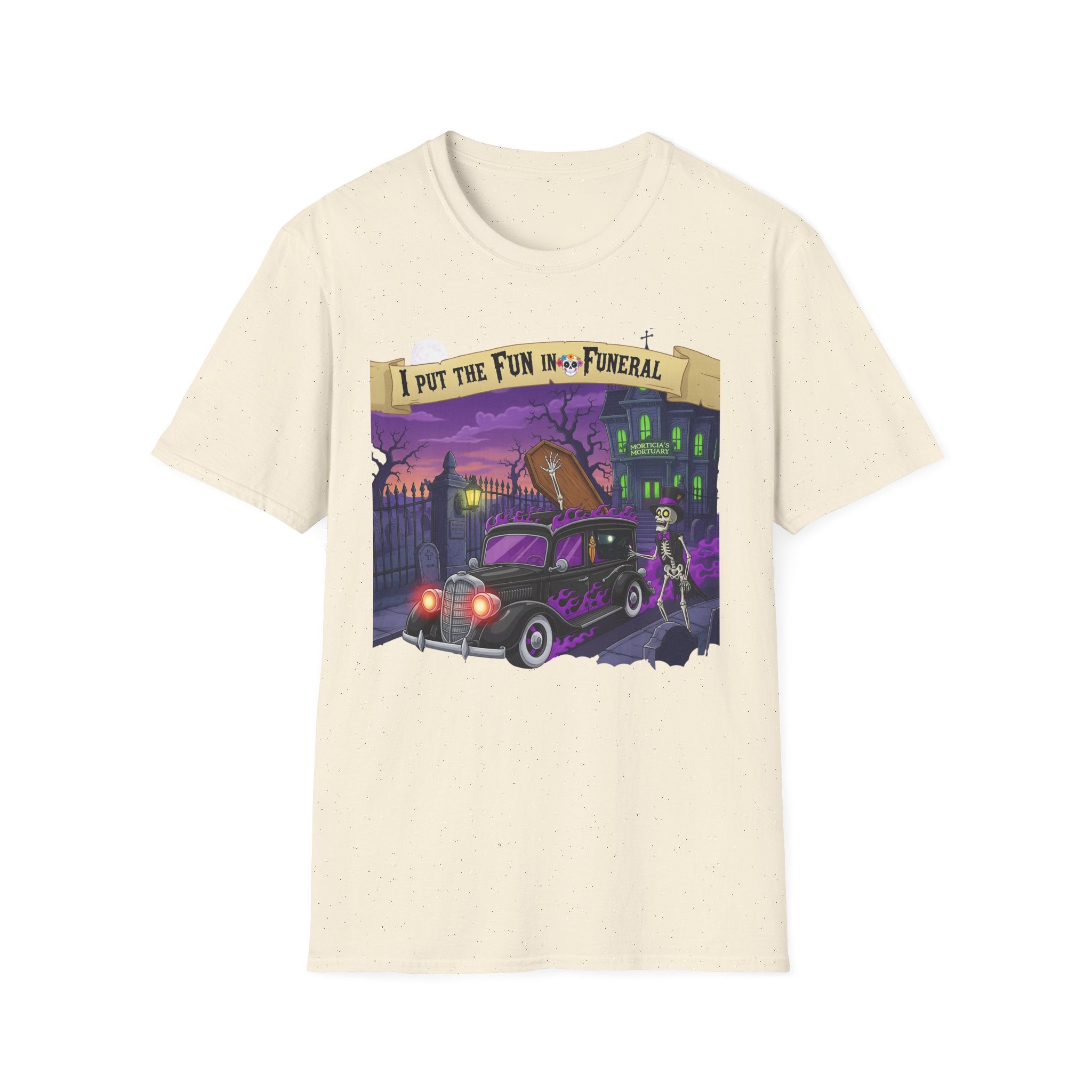 I Put The Fun In Funeral T-Shirt, I Put the Fun in Funeral Tee, Unisex Graphic Shirt, Halloween Apparel, Quirky Casual Wear