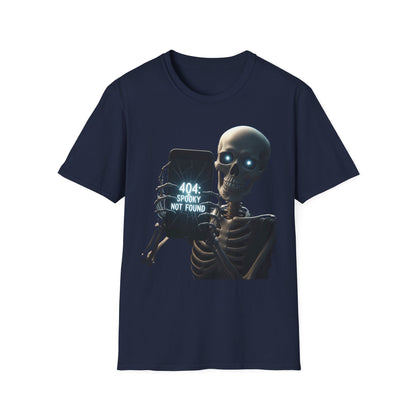 404 Spooky Not Found Skeleton T-Shirt, Halloween Tee, Unisex Graphic Shirt, Casual Wear, Fun Halloween Gift