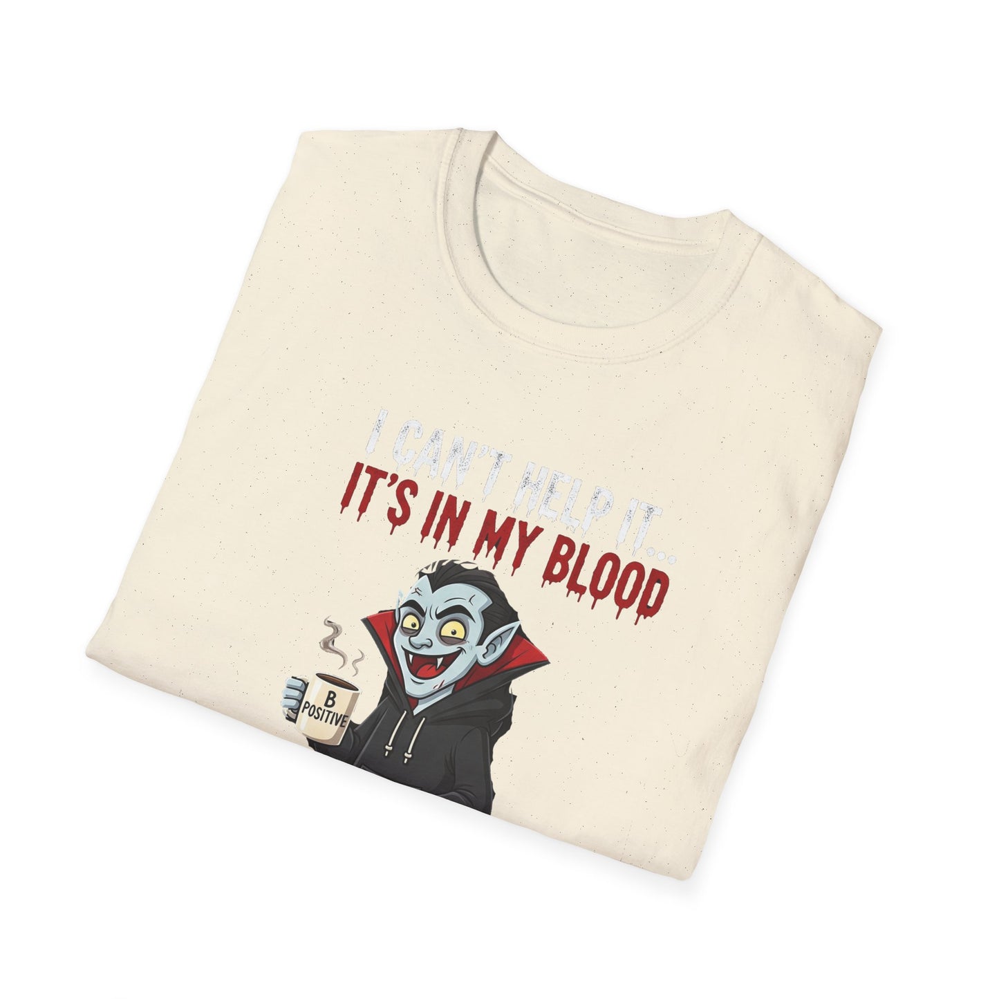 Coffee Lover's Vampire Its In My Blood Unisex T-Shirt, Funny Graphic Tee, Gift for Baristas, Coffee Addicts, Casual Wear, Halloween Apparel