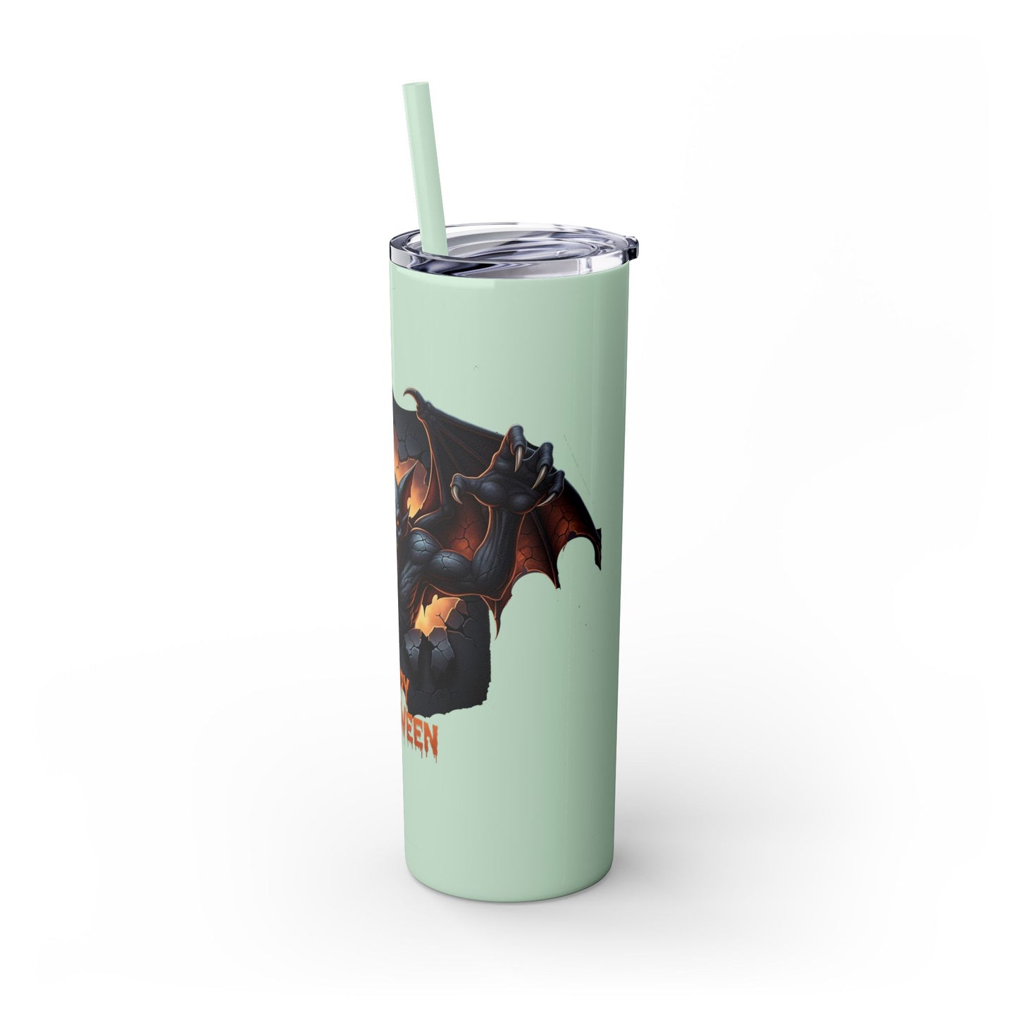 Halloween Gargoyle Skinny Tumbler with Straw, Spooky Drinkware, Perfect for Parties, Fall Decor, Trick or Treat Gifts